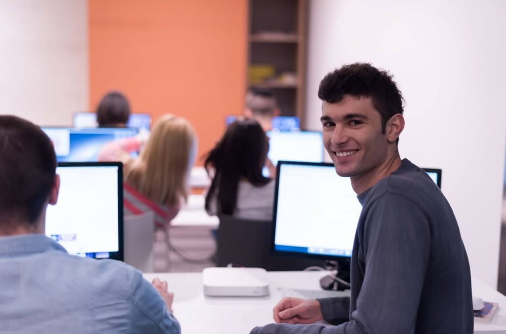 student in lab